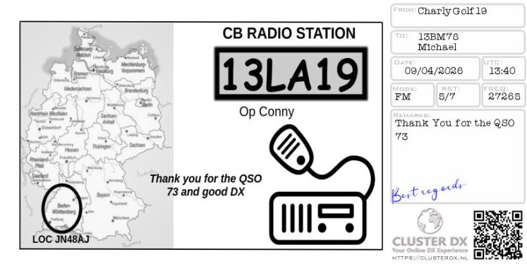 Bild "Bestätigung CB QSO" Bild "Bestätigung CB QSO"